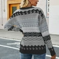thumbnail image 4 of IROINNID Reduced Womens Sweater Round Neckline Pullover Sweater Print Comfy Mid-Length Long Sleeve Retro Diamond Knitting Sweater, 4 of 5