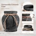 thumbnail image 5 of Rustic Black Vase - Farmhouse Ceramic Flower Vases, Vintage Home Decoration Vase, Clay Vase, Vase Centerpiece for Table, Vase for Living Room, Bathroom, Shelf Decor, 6.5 Inch, Black, 1 Pcs, 5 of 14