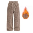 thumbnail image 6 of Women's Fleece Pajama Pants Mid Weight Warm Lounge Bottoms Drawstring Elastic Waist Casual Soft Sleepwear, 6 of 7