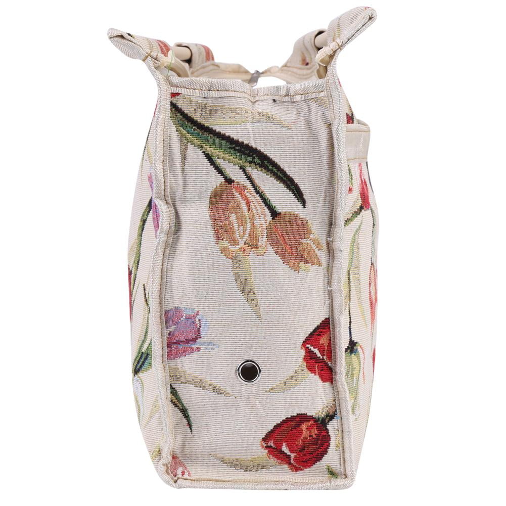Hurrise 1pc Exquisite Practical Wood Handle Woven Fabric Storage Bag For Knitting Needles Sewing Tools Wood Handle Knitting Bag Knitting Needle