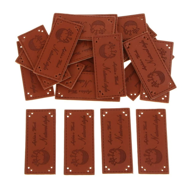 20 etiquetas de cuero PU para ropa, accesorios de vestir UNA