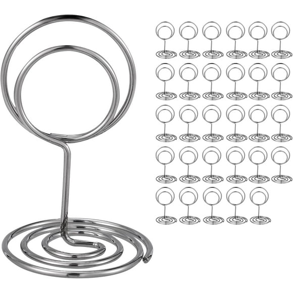 PinesC 30PCS Table Number Holders Place Card Holder - Photo Holders for Tables, Cards Stand Name Menu Clips, Table Sign Holders for Wedding Anniversary Birthday Party, Silver Silver