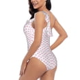 thumbnail image 4 of Cauagu Pink Paw Print Women's Sexy One Piece Swimsuits One Shoulder Ruffle Tummy Control Bathing Suit Slimming Swimwear-XX-Large, 4 of 6