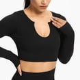thumbnail image 1 of Conjunto de yoga acanalado para mujer, top corto de manga larga, pantalones cortos, conjunto de mallas, traje de fitness sin costuras, ropa activa sólida para gimnasio, ropa de entrenamiento, 1 of 5