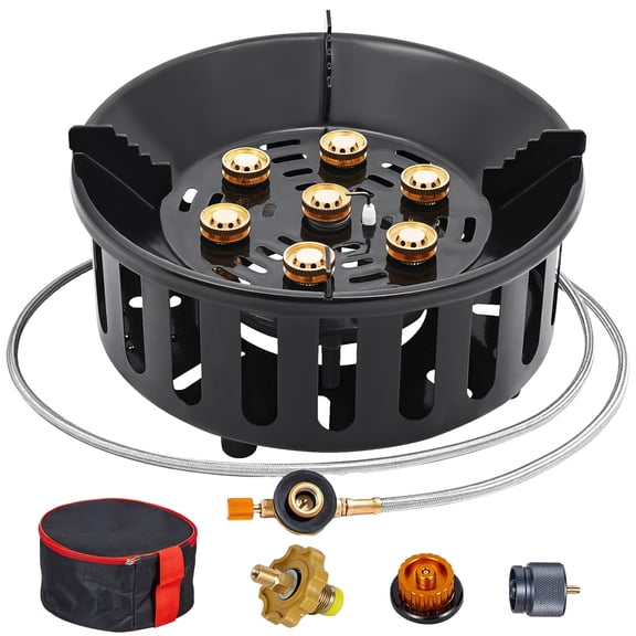 SIXDAY 72,000 BTU Propane Gas Stove, One Burner Camping Stove with Windproof & Extended Hose, 3 Adapters, Carrying Bag