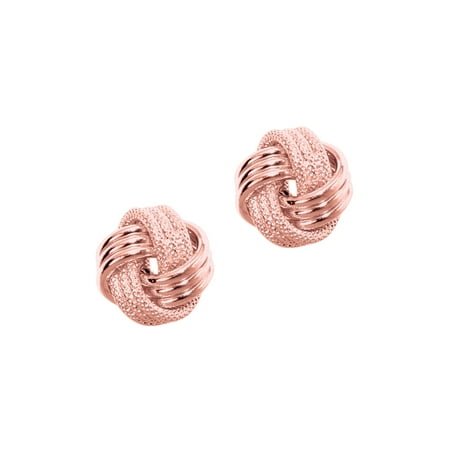 14k Rose Gold Earrings - 14k Rose Gold 9mm Love Knot Earrings