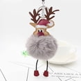 thumbnail image 3 of Llavero con colgante de alce de felpa de cuero, Pompón, Bola de piel de reno, muñeco, adornos de Navidad, recuerdos de fiesta, nuevo, 3 of 4