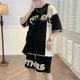 thumbnail image 3 of Ropa para hombre Pantalones deportivos Conjuntos deportivos Sudadera con capucha y camiseta con el alfabeto Conjuntos de pantalones cortos marrones Chándal holgado Conjunto de 2 piezas 5xl, 3 of 5