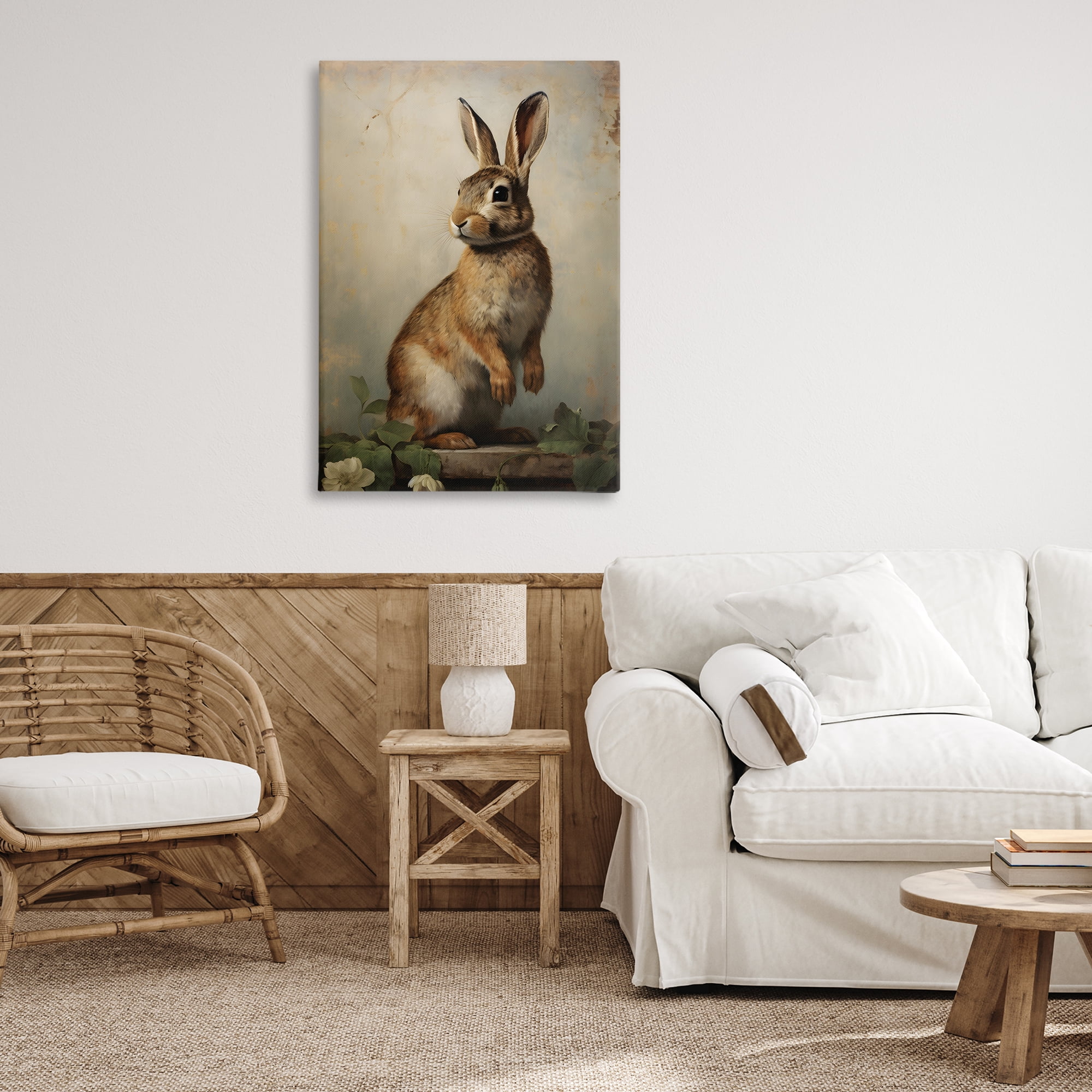 Stupell Industries Dark Rabbit Portrait Animals & Insects Painting Gallery Wrapped Canvas Art Print Wall Art, 24 x 36