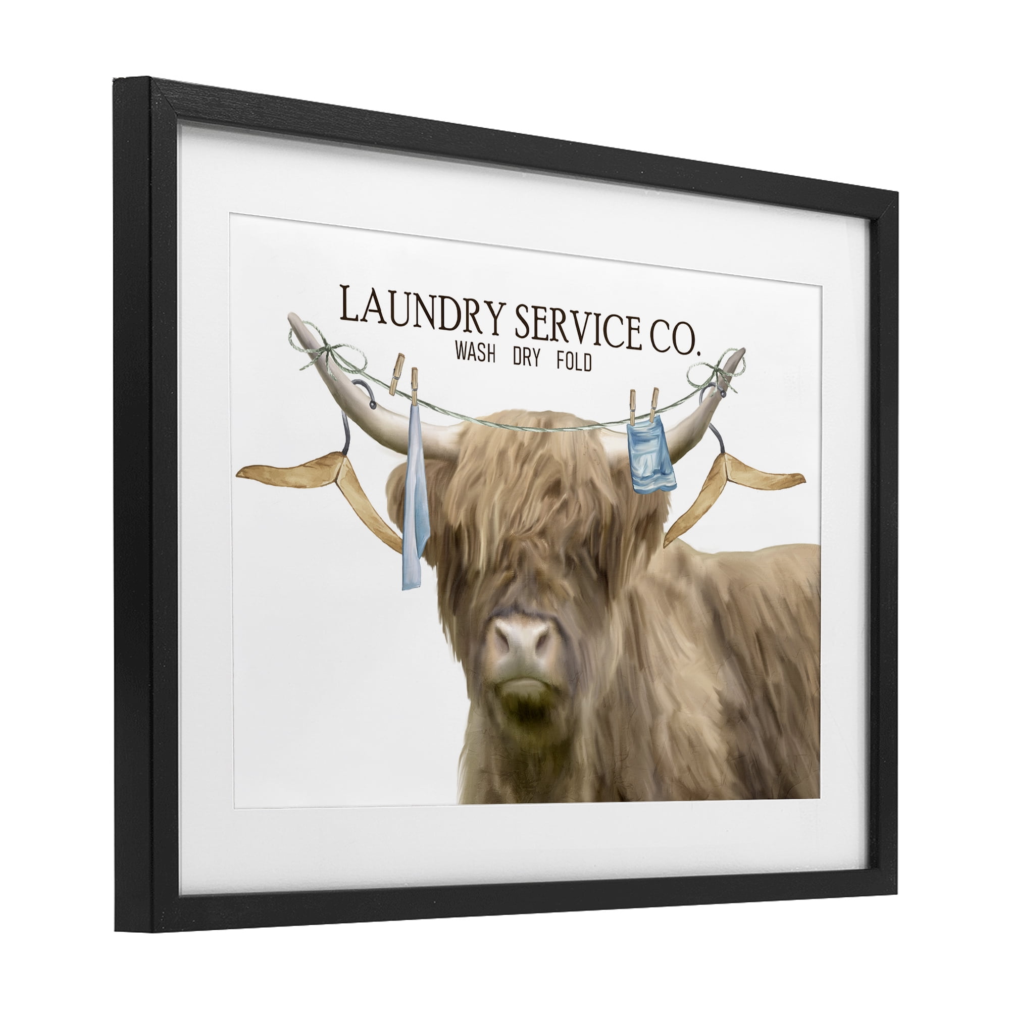 Laundry Service Cattle Black Framed Print Under Glass, design by Kim Allen