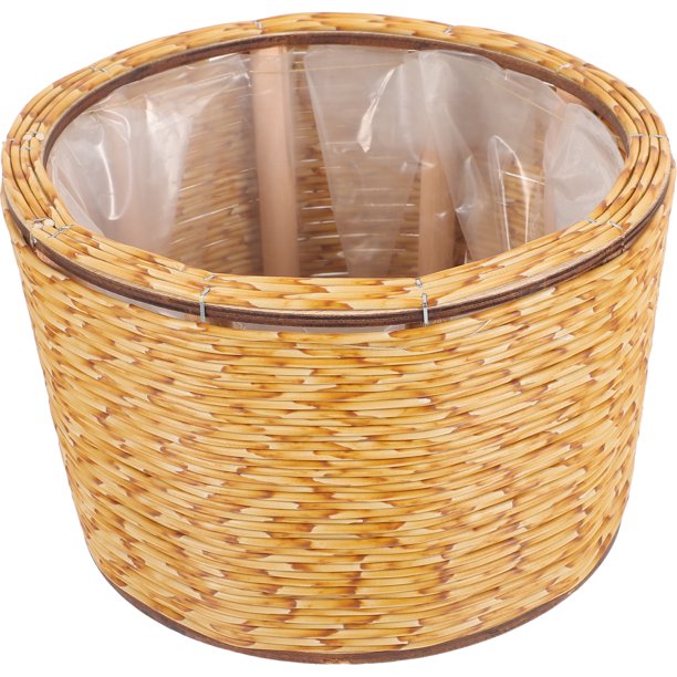 Cesta tejida para macetas de flores, cesta tejida a mano para plantas, cesta de almacenamiento para el hogar