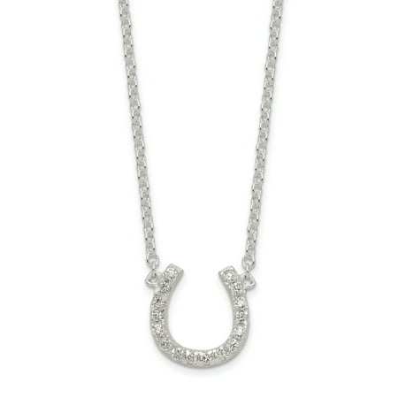 Horseshoe Italian Charm - 925 Sterling Silver Cubic Zirconia Cz Horseshoe 1 Inch Extension Chain Necklace Pendant Charm Good Luck/italian Horn For Women