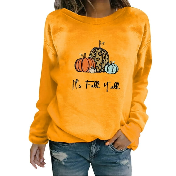 XZNGL Women Casual Long Sleeve Pullover Top Womens Tops Long Sleeve Fashion Women Comfortable Casual Squash Letter Printed Pullover Round-Neck Long Sleeve T-Shirt Blouse Tops