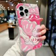 thumbnail image 2 of Funda minimalista con forma de corazón rosa y sonrisa para iPhone 13, 11, 12, 14, 15, 16 Pro Max, 7, 8 Plus, SE, 2, X, XR, XS, funda a prueba de golpes con airbag, 2 of 4