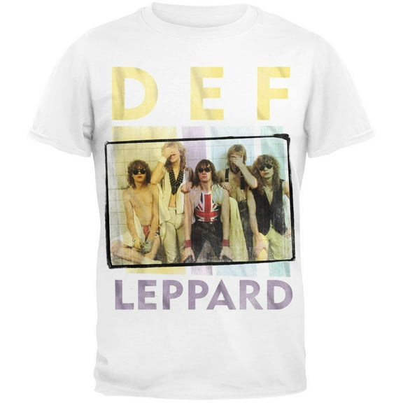 Def Leppard Men's Square Box Photo Logo Short Sleeve T Shirt