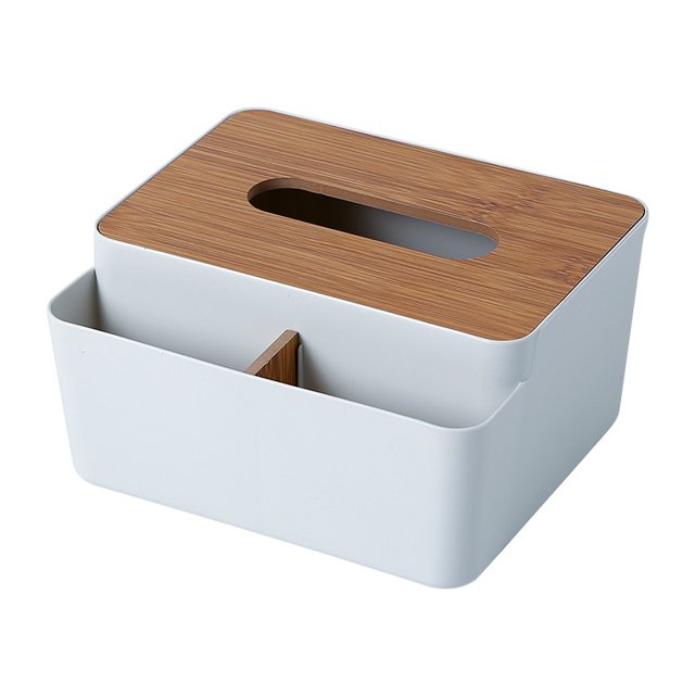 Caja de pañuelos de escritorio, cubierta de madera multifuncional simple, caja de papel de dibujo, mesa de café para sala de estar, caja de almacenamiento de pañuelos para habitación, gris