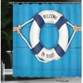 thumbnail image 4 of Ambesonne Nautical Shower Curtain, Welcome on Board Sign, 69"Wx70"L, Blue Navy Blue White, 4 of 5