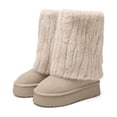 thumbnail image 4 of Botas de nieve para mujer, de suela gruesa, con punta redonda, con pelo, cortas, informales, a juego, para otoño e invierno, 4 of 6