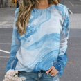 thumbnail image 2 of Colorful Marble Pattern Women's Floral Printed Sweatshirt Long Sleeve Crewneck Casual Loose Vintage Graphic Pullover Tops, 2 of 7
