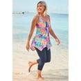 thumbnail image 2 of Swim 365 Women's Plus Size Longer-Length Handkerchief Hem Tankini Top, 2 of 6