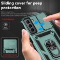 thumbnail image 5 of Heavy Duty Armor Case for Samsung Galaxy S21 FE, Rugged PC Soft TPU Military Grade Shockproof Metal Magnetic Car Mount Shockproof Cover with Camera Lens Sliding Ring Holder Bracket Case,Darkgreen, 5 of 8