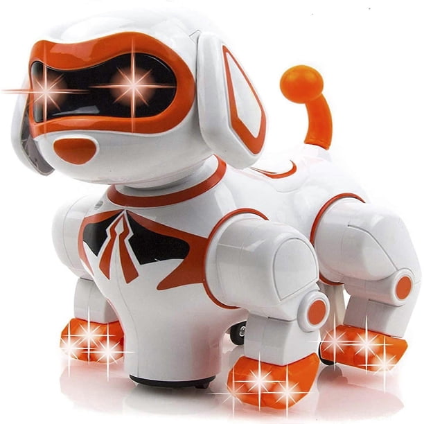 Juguetes inteligentes para perros robot para niños, juguetes interactivos para perros, lindos juguetes para perros robot con luz, juguetes para perros robot para niños de 3 años, divertidos.