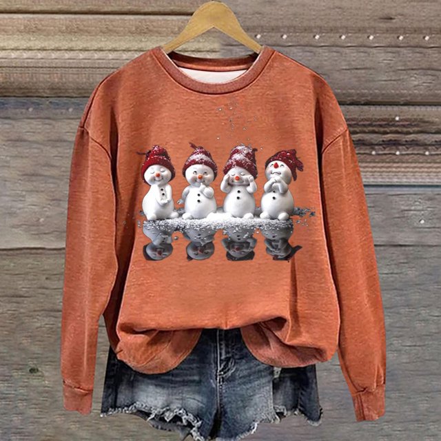 Jienlioq Hauts de Noël pour Femmes en Liquidation, Mode de Noël, Manches Longues Décontractées, Col Rond, Imprimé, Chandail en Molleton pour Dames, Blouse, Cyberlundi