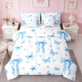 thumbnail image 2 of Erosebridal Sassy Satin Bow Ribbon Twin Bedding for Girls, Romantic Floral Print Bedding Comforter Set, Stars Reversible 7 Pieces, 2 of 6