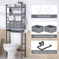 thumbnail image 4 of VigorPro Over the Toilet Storage Shelf,Bamboo Bathroom Organizer with 2 Baskets and 4 Hooks,4-Tier.(Gray), 4 of 7