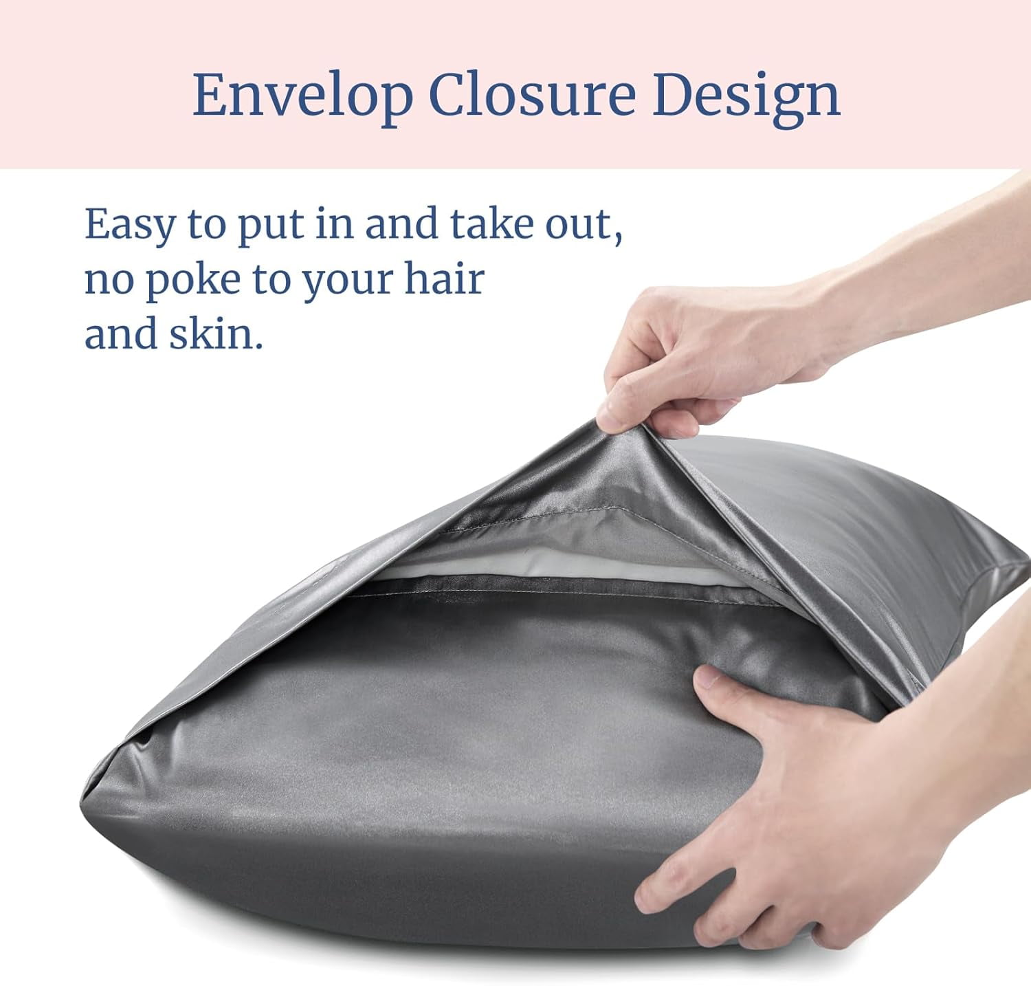Satin Pillowcase for Hair and Skin, Super Soft and Cooling Similar to Silk Pillow Cases 2 Pack with Envelope Closure, Gift for Women Men