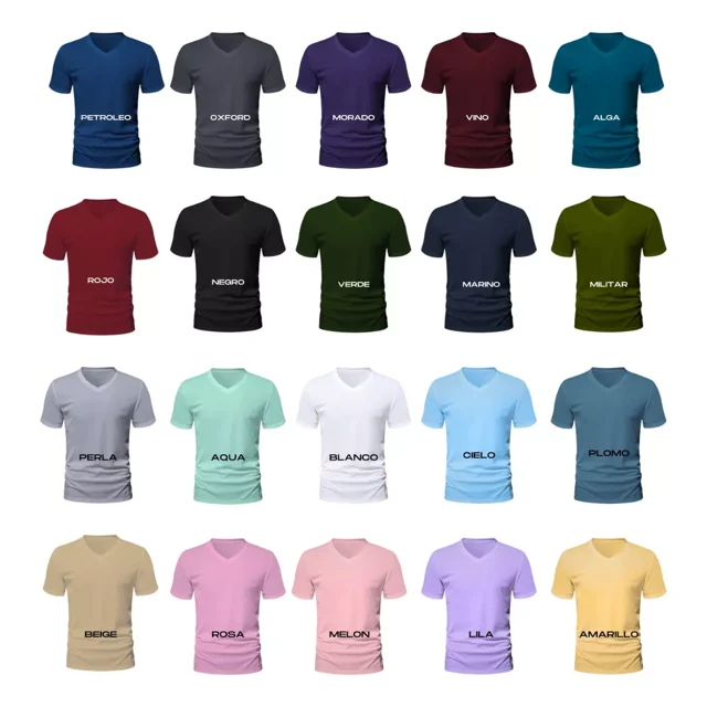 Playera Basica Pack 6 Pzs Cuello Tipo V Comodas Frescas