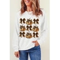 thumbnail image 3 of Women's Beige Leopard Print Bow Knot Pullover Sweatshirt | [ZhiHiMeRi] | (US 20-22)2XL, 3 of 7