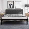 thumbnail image 2 of Amolife King Size Metal Bed Frame with Upholstered Headboard, Dark Grey, 2 of 8