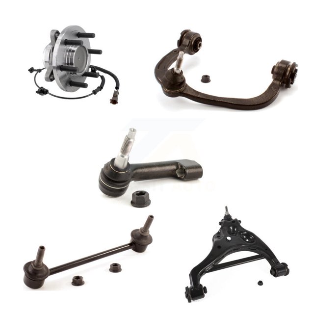 Transit Auto Front Left Bearing Lower Upper Control Arm Outer Tie Rod Link Kit (5Pc) for Car Ford F-150 Limited Platinum SSV XL XLT King Ranch Lariat with RWD Studs Face The Same Direction K7T-107089