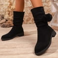 thumbnail image 2 of Women's Mid Calf Boots Fashion Suede Ankle Boots with Comfortable Casual Flat Design for Daily Wear in Autumn and Winter(Color:Black,Size:6.5), 2 of 9