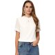 thumbnail image 1 of Top con volantes Allegra K para mujer cuello alto manga corta blusas casuales de negocios blanco L, 1 of 6