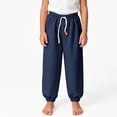 thumbnail image 2 of YIWULA Boys Sweatpants Drawstring High Waist Athletic Workout Pants Kids Solid Color Loose Jogger Pants with Pockets(Navy,150), 2 of 4