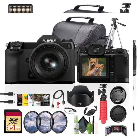 FUJIFILM GFX 50S II Medium Format Mirrorless Camera with 35-70mm Lens Kit   64GB Memory Card   62mm High Resolution Filter Kit   Tripod   More