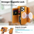 thumbnail image 4 of Compatible with Magsafe, Magnetic 2 in 1 Detachable Wallet Case for iPhone 12 Pro / 12, with Credit Card Slots Men Women, PU Leather RFID Blocking Flip Kickstand with Finger Ring, Yellow, 4 of 11