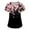 #01Black, variant on Women Pink Rose Floral Scrub Tops V Neck Short Sleeve Printed Nursing Scrub Top Medical Workwear Uniform