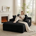 thumbnail image 2 of Noelse 67" Oversized Chaise Lounge Chair Indoor 2-Piece Set, Corduroy No Assembly Sofa for Reading, Black, 2 of 8