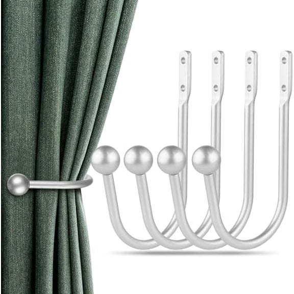 Curtain Holdbacks,4 pcs Curtains Holder Wall Mounted Drapery Tiebacks Retro Window Hook for Home Decor