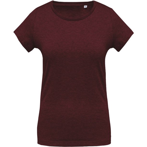 Kariban - Camiseta orgánica de cuello redondo para mujer (Vino Moteado)