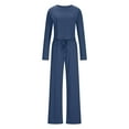 thumbnail image 3 of yievot Lounge Sets for Women Long Sleeve Ribbed Knitted Two Piece Cropped Tops and Pants Pajamas Loungewear, 3 of 5