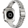 thumbnail image 5 of ARTCHE Metal band Compatible with Apple Watch Band 41mm 40mm 38mm for women, Slim and Thin Stainless Steel Lightweight Adjustable Wristband for iWatch Series 9/8/7/6/5/4/3/2/1/SE, Silver, 5 of 5