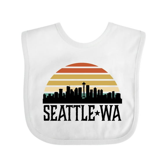 Inktastic Seattle Washington Skyline Sunset Boys or Girls Baby Bib