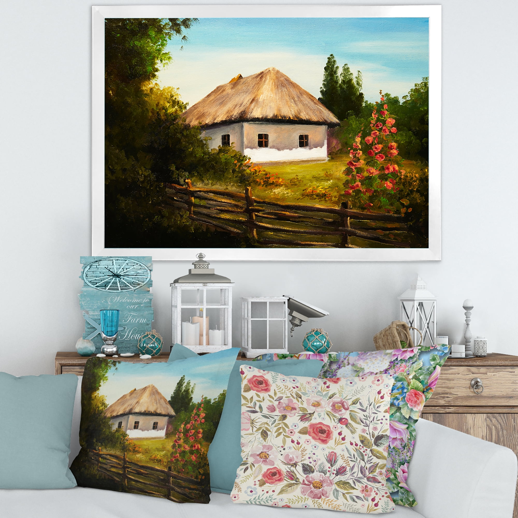 Designart 'House With Blossoming Flowers On The Mountain II' Traditional Framed Art Print
