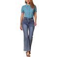 thumbnail image 2 of INSPIRAR CHIC Blusas de Algodón con Cuello Peter Pan y Botones Vintage para Mujeres en Azul Real S, 2 of 6
