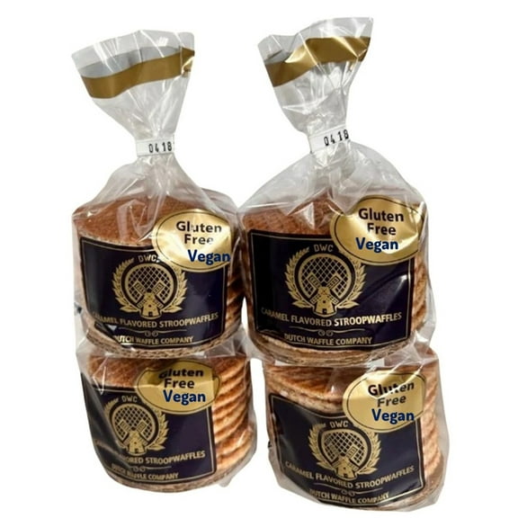 Dutch Waffle Company Certified Gluten Free/Vegan Caramel Stroopwafel, 32 cookies