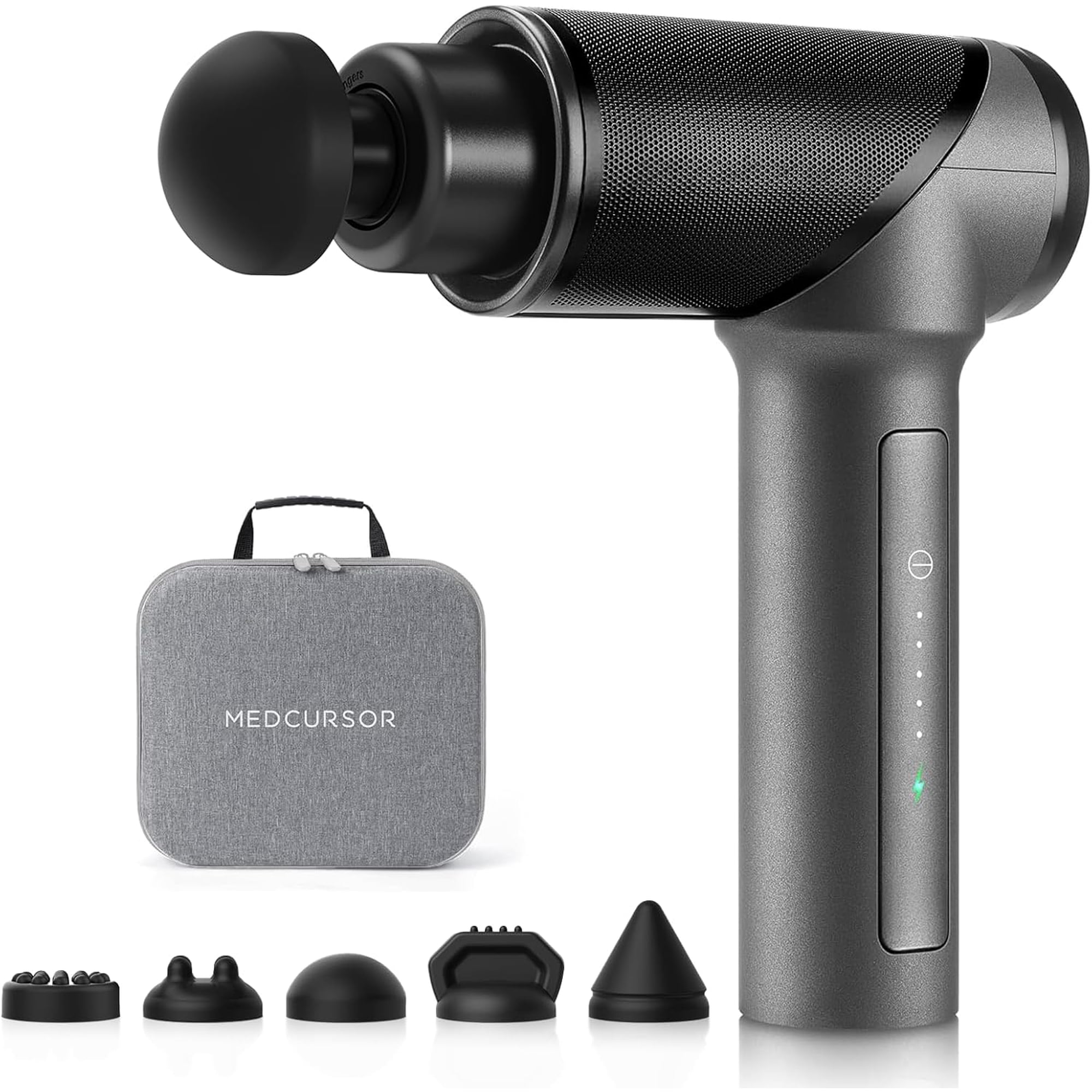 Medcursor Massage Gun Deep Tissue, Handheld Percussion Muscle Massager, 6 Heads, 5 Speeds, Portable Case, Workout Recovery Travel